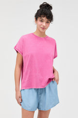 Fuchsia Mineral Wash Boxy Fit T-Shirt