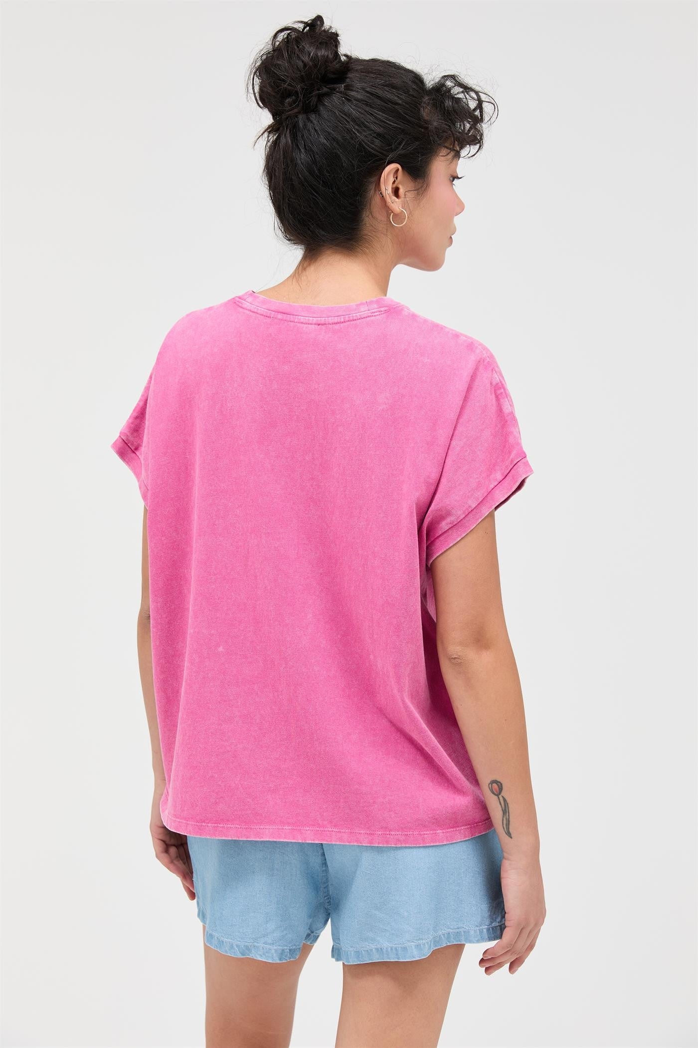 Fuchsia Mineral Wash Boxy Fit T-Shirt