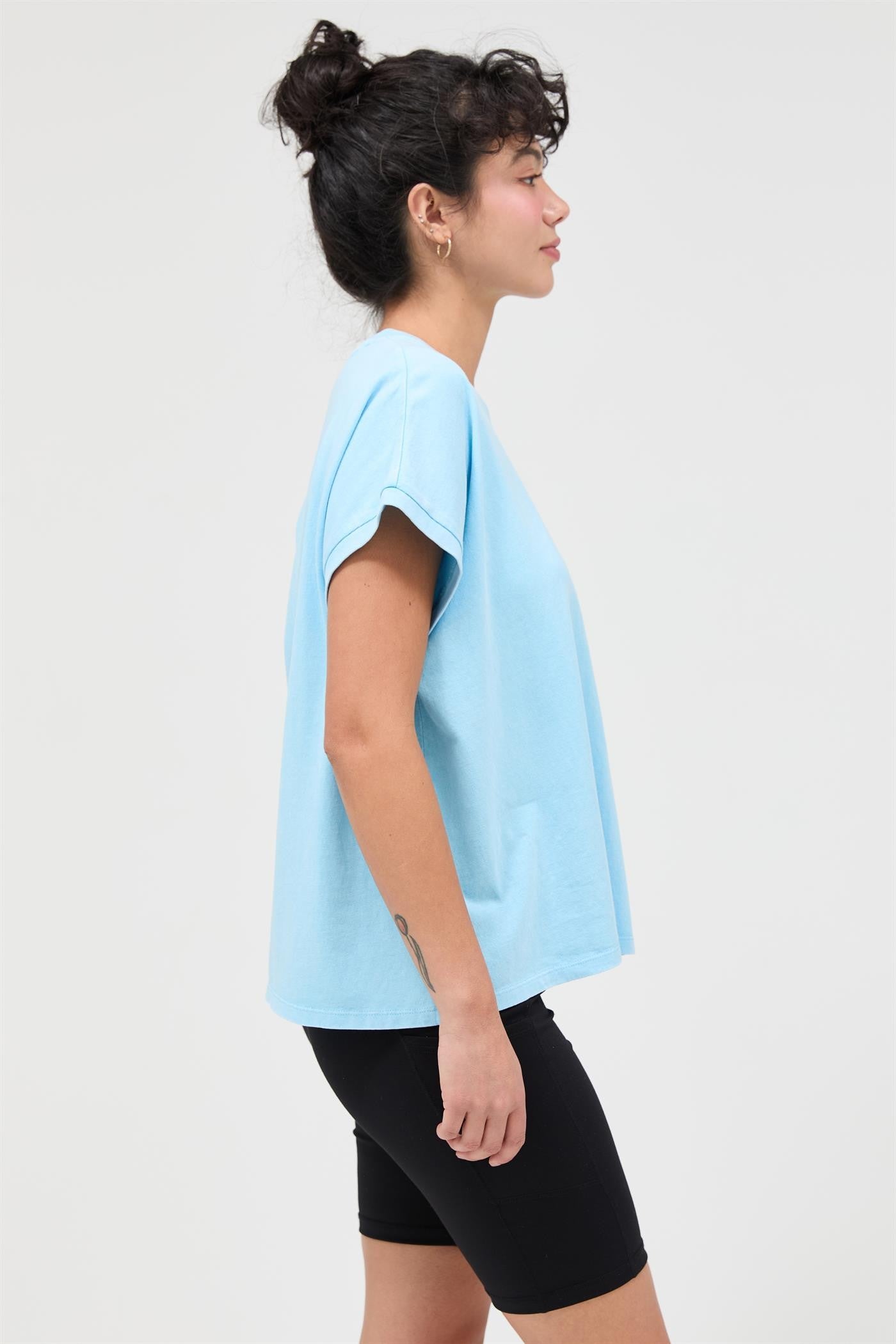 Light Blue Mineral Wash Boxy Fit T-Shirt