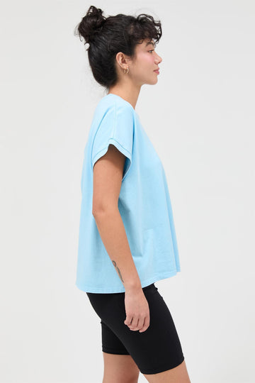 Light Blue Mineral Wash Boxy Fit T-Shirt