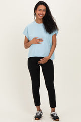 Light Blue Mineral Wash Boxy Fit Maternity T-Shirt