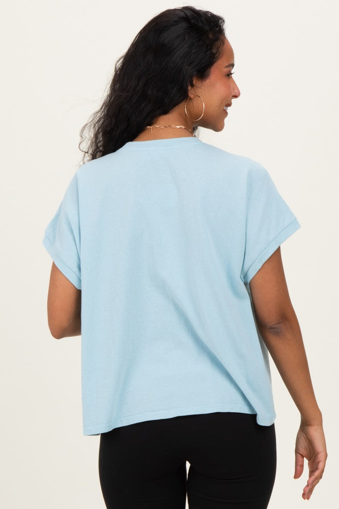 Light Blue Mineral Wash Boxy Fit Maternity T-Shirt