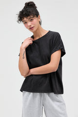 Black Mineral Wash Boxy Fit Maternity T-Shirt
