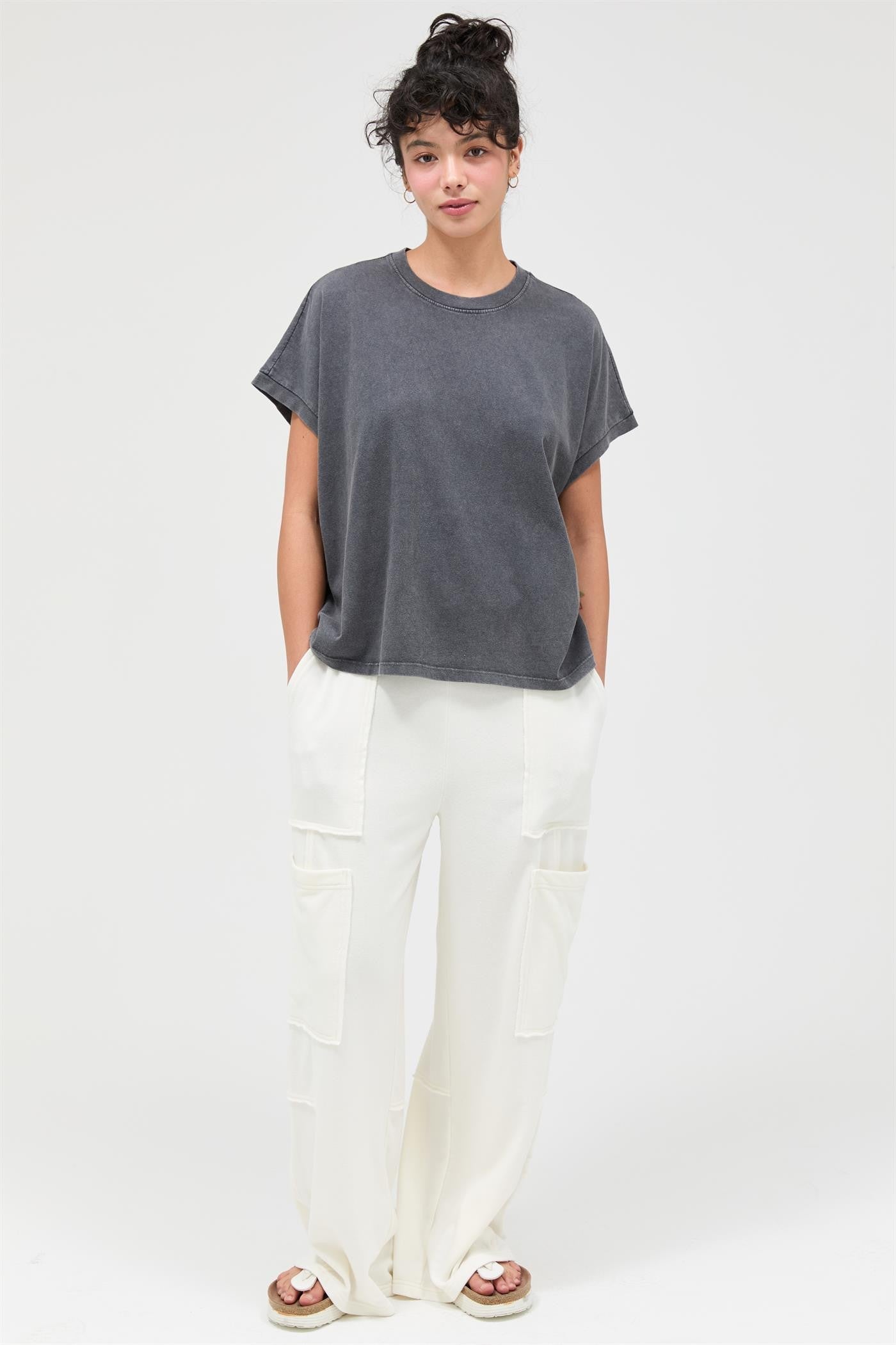 Charcoal Mineral Wash Boxy Fit T-Shirt