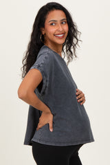 Charcoal Mineral Wash Boxy Fit Maternity T-Shirt