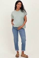 Sage Mineral Wash Boxy Fit Maternity T-Shirt