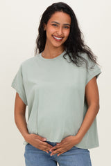 Sage Mineral Wash Boxy Fit Maternity T-Shirt