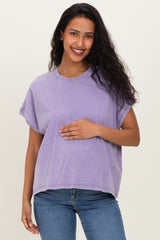 Dusty Purple Mineral Wash Boxy Fit Maternity T-Shirt