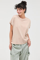 Taupe Mineral Wash Boxy Fit T-Shirt