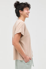 Taupe Mineral Wash Boxy Fit T-Shirt