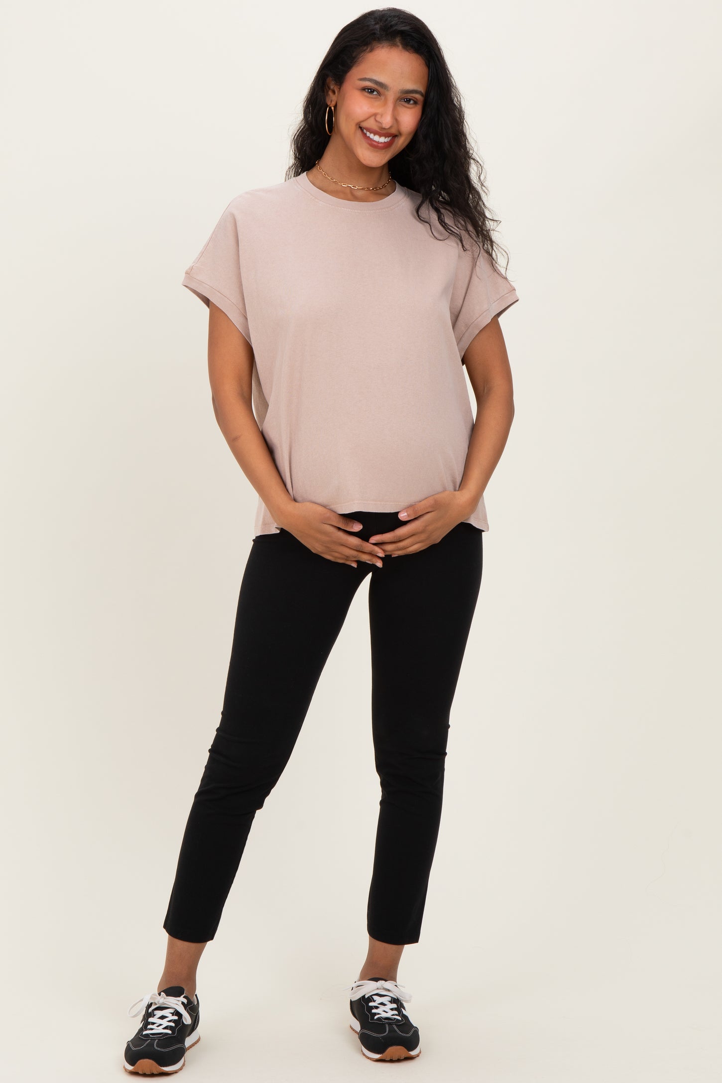 Taupe Mineral Wash Boxy Fit Maternity T-Shirt