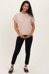 Taupe Mineral Wash Boxy Fit Maternity T-Shirt