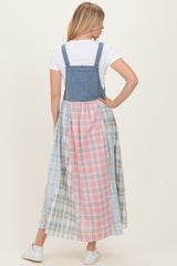 Multicolor Plaid Overall Maxi Dress