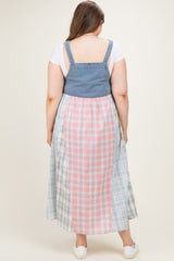 Multicolor Plaid Overall Maternity Plus Maxi Dress