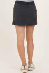 Black Mineral Wash Pocket Maternity Skort