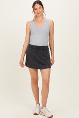 Black Mineral Wash Pocket Maternity Skort