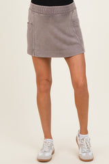 Mocha Mineral Wash Pocket Maternity Skort