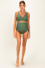 Olive Green High Waist Maternity Bikini Set