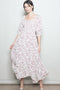 Cream Floral Smocked Handkerchief Hem Maxi Dress