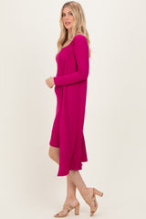 Magenta Ribbed Cardigan 2 Piece Set