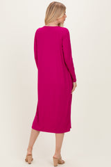Magenta Ribbed Cardigan 2 Piece Set