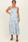 Light Blue Floral Sleeveless Maternity Midi Dress