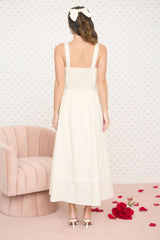 Ivory Linen Blend Sleeveless Midi Dress