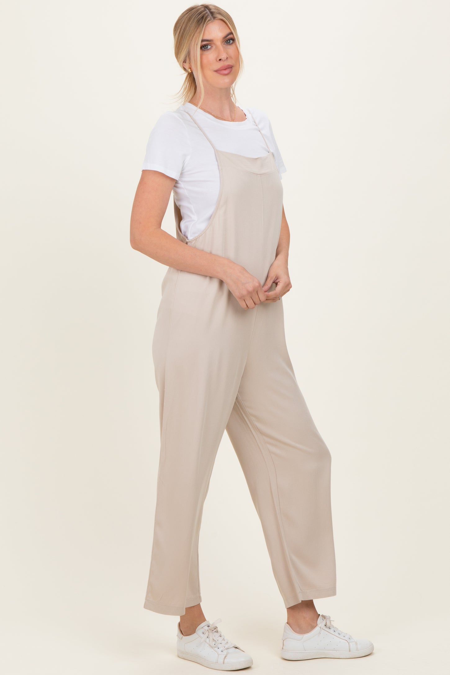 Sand Beige Wide Leg Jumpsuit
