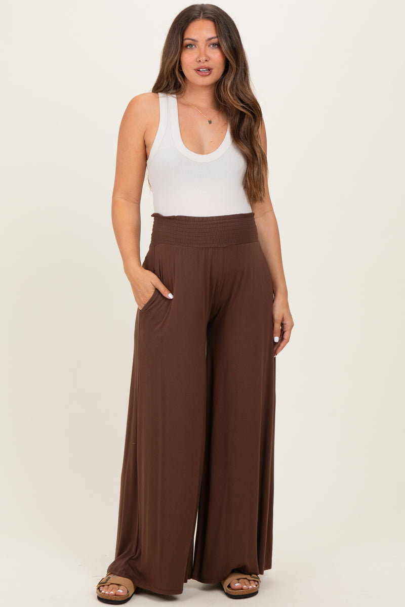 brown maternity dress pants Smocked Waist Wide Leg elopment wedding dress Color:Sage Green these trousers transition seamlessly Real Love Blue/Orange Floral