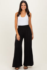 Black Smocked Waist Wide Leg Pants