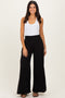 Black Smocked Waist Wide Leg Pants