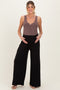 Black Smocked Waist Wide Leg Maternity Pants