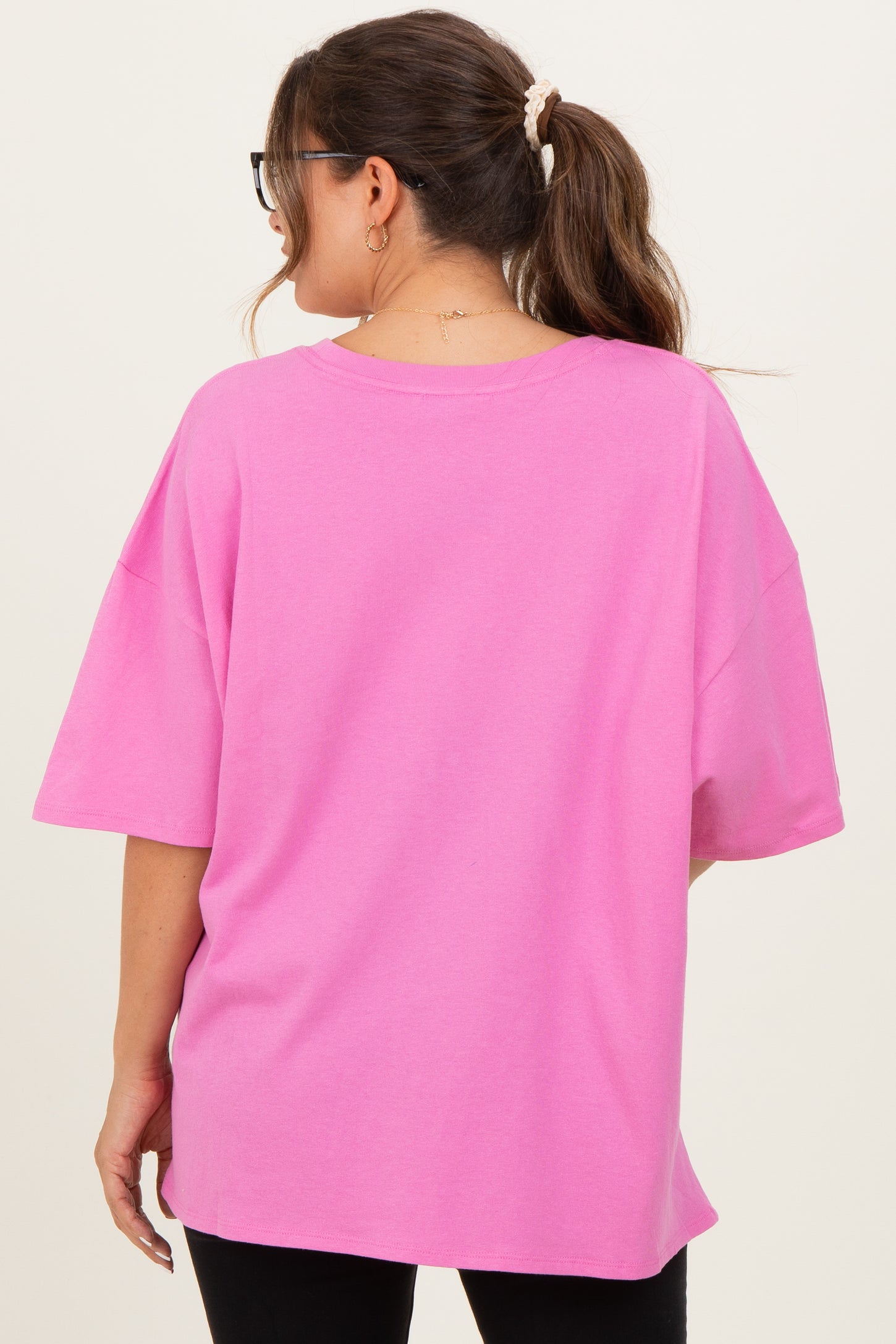 Candy Pink Cotton Oversized Maternity Tee