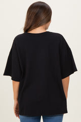 Black Cotton Oversized Maternity Tee