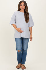 Heather Grey Cotton Oversized Maternity Tee