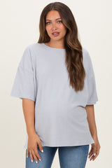 Heather Grey Cotton Oversized Maternity Tee