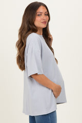 Heather Grey Cotton Oversized Maternity Tee