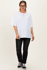 White Cotton Oversized Maternity Tee