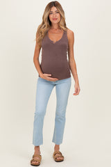 Light Blue Slim Fit Raw Hem Maternity Jeans