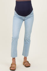 Light Blue Slim Fit Raw Hem Maternity Jeans