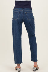 Dark Denim Full Length Straight Maternity Jeans