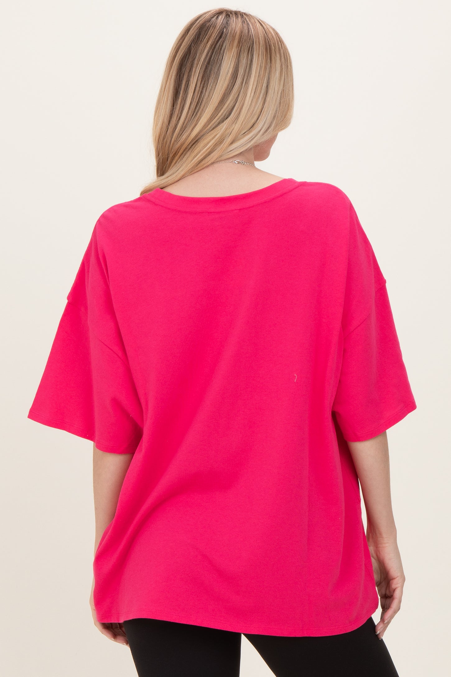 Hot Pink Cotton Oversized Tee