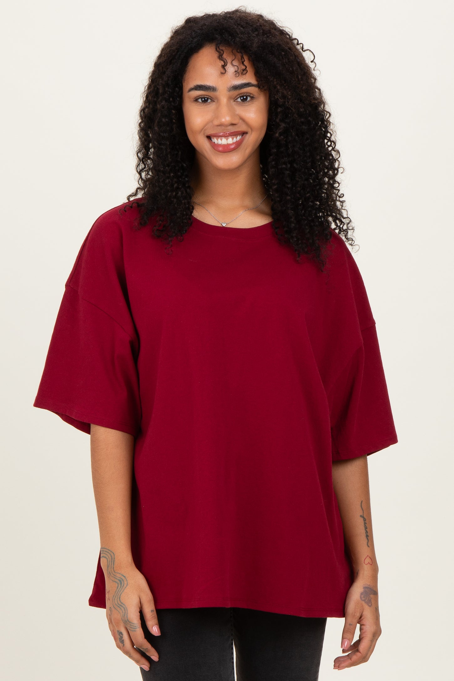 Cabernet Cotton Oversized Maternity Tee