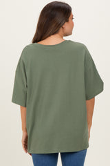 Light Olive Cotton Oversized Maternity Tee