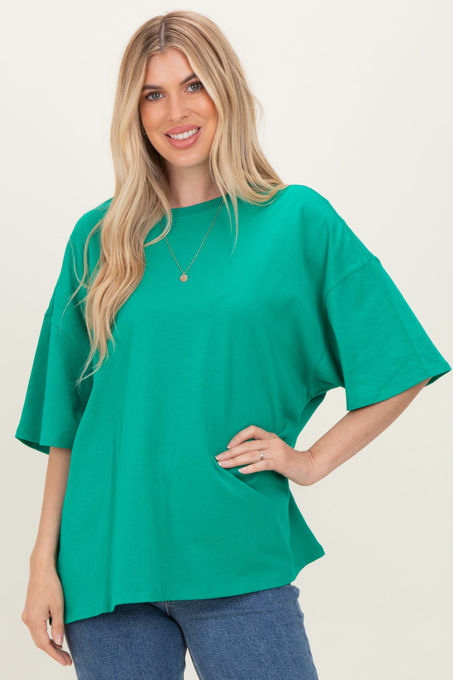 Kelly Green Cotton Oversized Maternity Tee