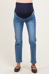 Blue 90's Stretch Straight Maternity Jeans