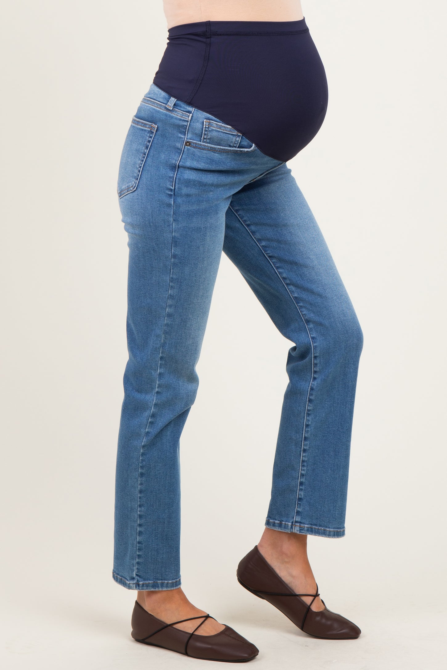 Blue 90's Stretch Straight Maternity Jeans