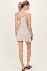 Sand Beige Racerback Romper Dress