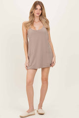 Ash Mocha Racerback Maternity Romper Dress