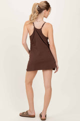 Brown Racerback Romper Dress